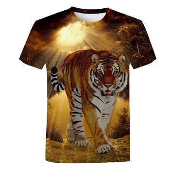 2021 Naujų Gyvūnų Tigras T-shirt Vyrams ir Moterims 3D Spausdinimo marškinėliai Atsitiktinis Mados Harajuku Stiliaus trumpomis Rankovėmis Street Viršų