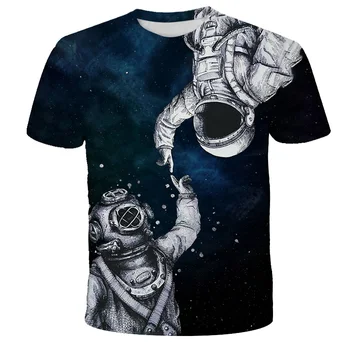 2021 Naujų Vaikų marškinėliai Astronautai Kosmoso Vaiko Marškinėliai Mergina Trumpu T Marškiniai, Liemenė Vaikams vaikiški Drabužiai Berniukas Viršūnes Paaugliams Tee
