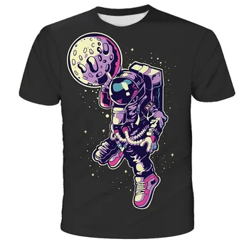 2021 Naujų Vaikų marškinėliai Astronautai Kosmoso Vaiko Marškinėliai Mergina Trumpu T Marškiniai, Liemenė Vaikams vaikiški Drabužiai Berniukas Viršūnes Paaugliams Tee