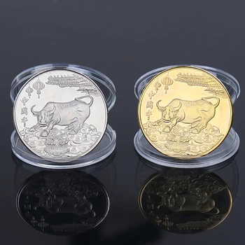 2021 Naujųjų Metų Aukso Monetos Dvylika Zodiako Ženklas Jautis Proginių Monetų Kolekcija