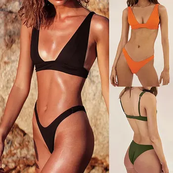 2021 Seksualus Brazilijos Bikini maudymosi Kostiumėliai Moterims Apynasrio Push Up Bikinis Nustatyti maudymosi kostiumėlį Moteris Kietas Tvarstis Biquini Maudymosi Kostiumas XL