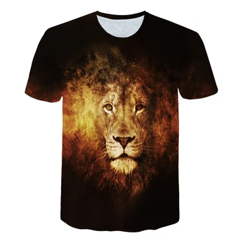 2021 spalvotas spausdinimas berniuko marškinėlių mada liūtas modelio O-kaklo megztinis berniukui 3D marškinėliai