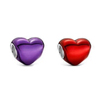 2021 Valentino Dieną Nauja 925 Sterlingas Sidabro Karoliukai Tinka Originalus Pandora Apyrankė Violetinė Raudona Širdis Žavesio 