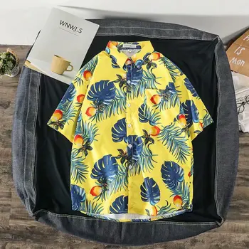 2021 Vasaros Gėlių Marškiniai vyriški trumpomis Rankovėmis korėjos Versija Prarasti Retro Tendencija Gražus Havajų Stiliaus Naujas Megztinis Švarkas