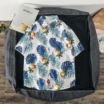 2021 Vasaros Gėlių Marškiniai vyriški trumpomis Rankovėmis korėjos Versija Prarasti Retro Tendencija Gražus Havajų Stiliaus Naujas Megztinis Švarkas