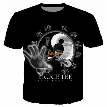 2021 Vasaros Kung Fu Superžvaigždės Bruce ' o Lee 3D Atspausdintas T-Shirt Vyrams Ir Moterims Atsitiktinis Plius Dydis trumparankoviai Hip-Hop Streetwear