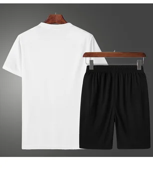 2021 vasaros vyriški trumpomis rankovėmis sporto drabužiai ir šortai, paplūdimio atsitiktinis juostele sporto drabužiai, fitneso 2 rinkiniai, m-5xl