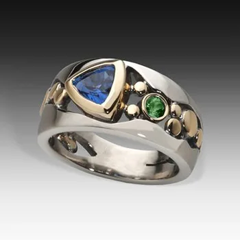 2021 Vintage Žalia Akmuo Piršto Žiedai Tuščiaviduriai-iš Juostos Žiedas Vakarą Šokių Šalių Priedus, Grakštus Dvi Tonas Žiedai, Papuošalai, Dovana