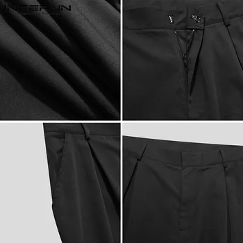 2021 Vyrų Tiesios Kelnės Poilsiu Streetwear vientisos Spalvos korėjos Atsitiktinis Kelnės Vyrams Prarasti Mados Pantalones Hombre INCERUN S-5XL
