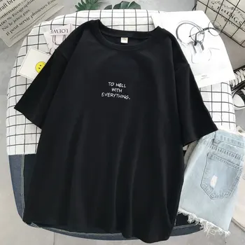 2021Women Trumpas Rankovės marškinėliai Prarasti Harajuku Plius Dydis 3XL Laiškas Išspausdintas Prašmatnus Tiesiog Visas rungtynes korėjos Stiliaus Laisvalaikio Viršūnės