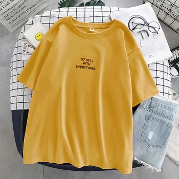 2021Women Trumpas Rankovės marškinėliai Prarasti Harajuku Plius Dydis 3XL Laiškas Išspausdintas Prašmatnus Tiesiog Visas rungtynes korėjos Stiliaus Laisvalaikio Viršūnės