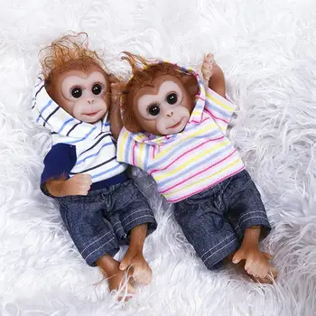 20cm Mini Monkey Baby Twin Labai Minkšta Lanksti Silikono Lėlės Reborn Collecible Meno Lėlės Išsamios Rankų Tikroviška