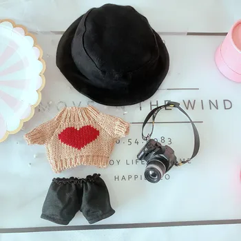 20cm Pliušinis Lėlės Drabužius fotoaparatas megztinį Žvejys skrybėlę Apranga, Aksesuarai Korėja Kpop EXO Idol 
