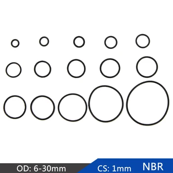 20pcs NBR Nitrilo Gumos Sandarinimo sandarinimo žiedo Tarpiklis Pakeitimas Plombos O žiedas OT 6mm-30mm CS 1mm Juodas Žiedas Plovimo 