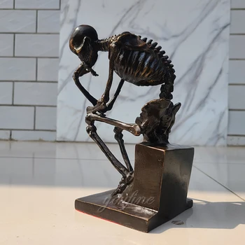 23cm Bronzos Skeletas Abstrakti Skulptūra Bronzos Mąstytojas Statula Kaukolė Mąstytojas Statulos Antikinio Meno Amatų Namų Biuro Decora