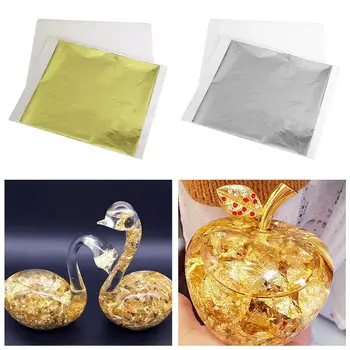 24k Aukso Imitacija Folija, Popieriaus Ir Sidabro Folija, Popieriaus Apdailos Praktinių 9*9cm Amatų Crystal 