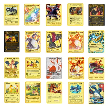 27 stilių, Pokemon Kortas Aukso Metalo Vmax V GX EX Kortelė Charizard Pikachu Retas kortelės Rinkimas Kortelė Mūšis Kortelės Vaiko Žaislas Gif