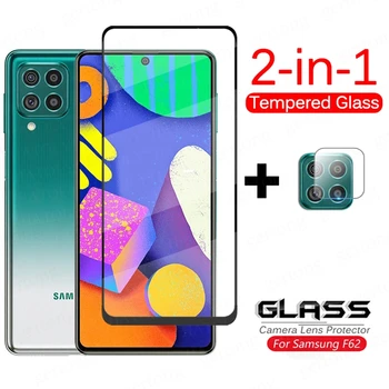 2in1 Stiklo Samsung Galaxy F62 6.7 A12 5G Aišku, Grūdintas Stiklas 9H Premium Screen Protector Filmas 