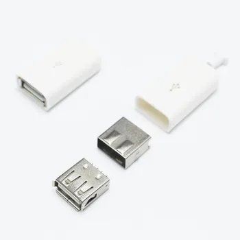 2sets Tipo Moterų USB 4 Polių Kištukinis Sujungiklis Su Juodo Plastiko Dangtelis USB 2.0 Prijunkite Adapterį PCB SDA Duomenų Kabelių Linijos
