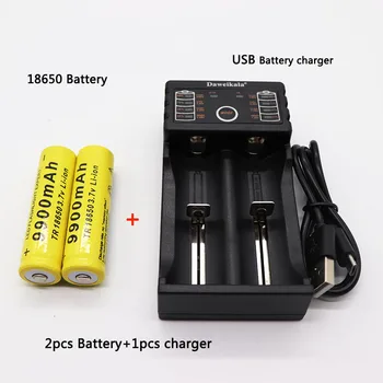 2vnt 18650 baterija 3.7 V 9900mAh įkrovimo liion baterija su krovikliu Led žibintuvėlis batery litio baterija+1pcs Įkroviklis