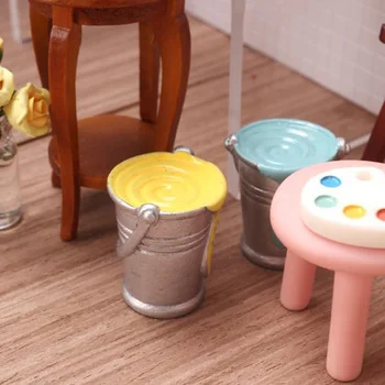 2vnt Miniatiūriniai Lėlių Dažų Kibirą Dervos Pakabukai Cabochon Dirbtinis Vaikams, Žaislai, vaikiškos Lėlės Namas Žaislas 