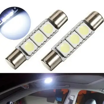 2vnt Xenon White 29mm 3-SMD Saugiklis LED Lemputės Automobilių Transporto Skydelis Kosmetinis Veidrodėlis, Žibintai 50.000 Darbo Valandų