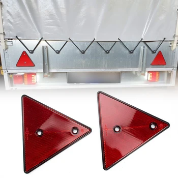 2X Raudonos spalvos Galiniai Atšvaitai Trikampis Atspindintis Vartų Pranešimų Saugos Atšvaitai Varžtas Tinka Motociklas, Priekabos Sunkvežimių Karavanas Valtis