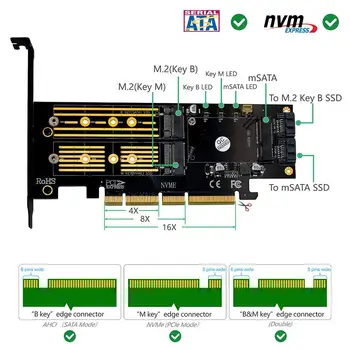 3 1. Msata PCIE M. 2 NGFF NVME SATA SSD su PCI Express 4X SATA3 Apapter Kompiuterio Jungtis KOMPIUTERIO Priedai Konversijos Kortelės