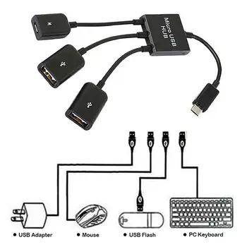 3 1Type-C USB Adapterį OTG Kabelis USB C 2.0 Male Į USB Micro Moterų Micro Dual Adapteris, USB OTG Centru 