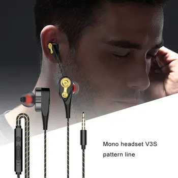3.5 mm Ausinės Su Mikrofonu Dual Ratai Stereo Laidinio Ausines In-ear Sporto Nešiojamų Ausines In-Ear Vieno Garsiakalbio