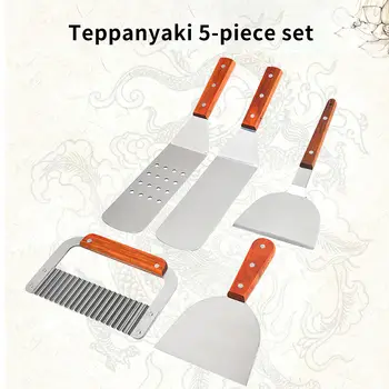 3-5vnt Nustatyti Nerūdijančio Plieno Mentele BBQ Įrankių Blynas Teppanyaki Keptuvėje Virimo Indų 