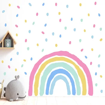 3 Didelių Rainbow Star Dot Kūrybos Sienų Lipdukai Kūdikių Dovana, Vaikų Kambario, Miegamojo Fone Meno Apdailos Namų Lipdukas
