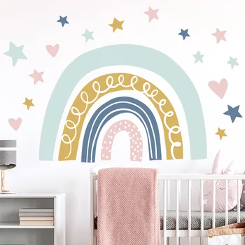 3 Didelių Rainbow Star Dot Kūrybos Sienų Lipdukai Kūdikių Dovana, Vaikų Kambario, Miegamojo Fone Meno Apdailos Namų Lipdukas