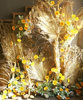 3 galvutės, Modeliavimo Saulėgrąžos Dirbtinio Šilko Gėlių Filialo Buveinės Vestuves Apdaila