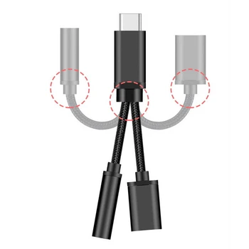 3 in 1 USB-C C Tipo 3,5 mm Audio Aux-Ausinių Kabelis Adapteris Įkrovimo ir Muzikos Grotuvas Splitter Išmaniųjų Telefonų Aksesuarai