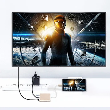 3 in1 USB-C HDTV Kabelis Konverteris, skirtas Apple Macbook Stebėti 3.0 C Tipo Switcher 30Hz 4K Gyv Adapteris Keitiklis OTG Doko Stotis