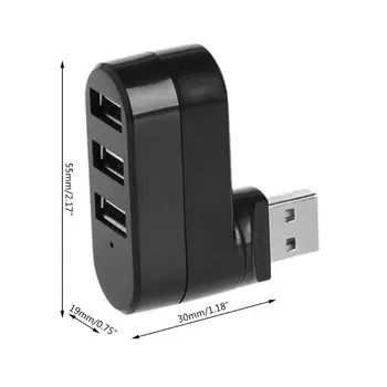 3 Port Multi USB 2.0 Hub Mini USB Hub Didelės Spartos Pasukti Splitter Nešiojamas KOMPIUTERIS