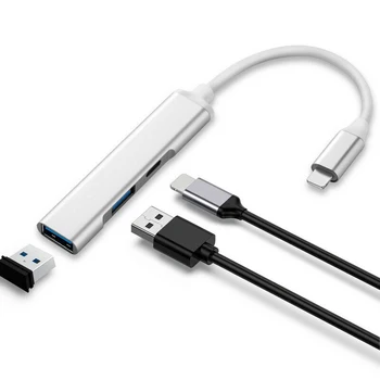 3 Prievadų USB OTG Adapterio Kabelį, Tipas C Micro USB Adapteris USB-C Duomenų Perkėlimo Kabelis, Baterija, IPhone 8 Pin Žaibas