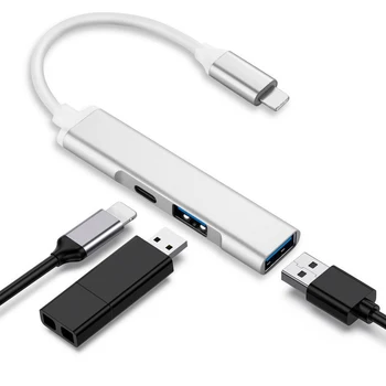 3 Prievadų USB OTG Adapterio Kabelį, Tipas C Micro USB Adapteris USB-C Duomenų Perkėlimo Kabelis, Baterija, IPhone 8 Pin Žaibas