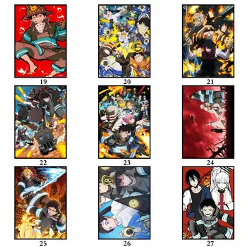 30 Dizaino Anime Ugnies Jėga Whitepaper Plakatas Animacinių filmų Tapybos Juokinga Meno Siena Lipdukas Kavos Namai Baras 2