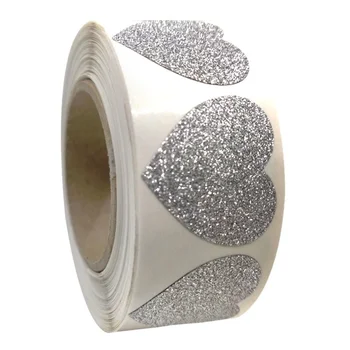 300pcs/roll Diamond matinio žvilgesio lipdukas širdies formos etiketės pakuotėje vestuvių dekoravimas ačiū lipdukas kanceliarinės prekės tiekimo