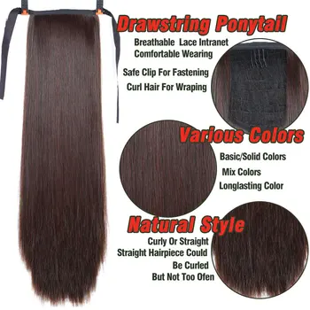 32 Colių Ilgio Sintetinių Plaukų HeatResistant Pluošto Tiesūs Plaukai, plaukai surišti į uodegą Su Padirbtų Plaukų Chip-Plaukų Plėtinių Ponio Uodega