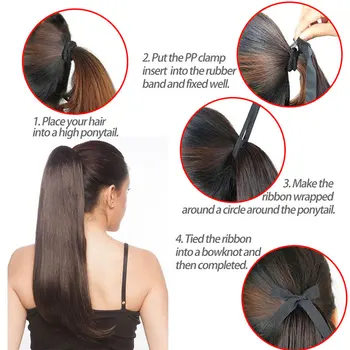 32 Colių Ilgio Sintetinių Plaukų HeatResistant Pluošto Tiesūs Plaukai, plaukai surišti į uodegą Su Padirbtų Plaukų Chip-Plaukų Plėtinių Ponio Uodega