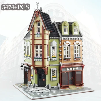 3474PCS Kūrėjas, Miesto Gatvės vaizdo Kampo Mall Modelio Blokai Kit SS Architektūros Streetview Plytų Žaislai Vaikams