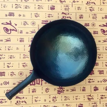 34CM Kinų stiliaus tradicinis rankų darbo ketaus puodą sustorėjimas ne dengtos apvalios dugno keptuvėje wok virėjas didelis puode
