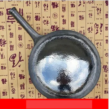 34CM Kinų stiliaus tradicinis rankų darbo ketaus puodą sustorėjimas ne dengtos apvalios dugno keptuvėje wok virėjas didelis puode