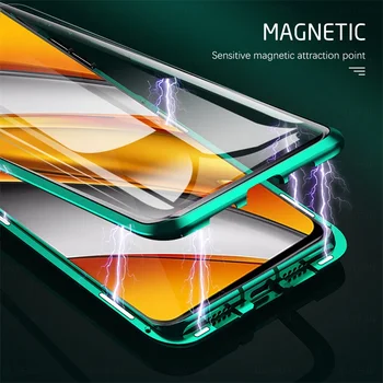 360 laipsnių ir viso kūno adsorbcijos magnetinio flip case for xiaomi mi11i mi 11i 11 i 5g metalo bamperis dvipusis nuotaika stiklo coque