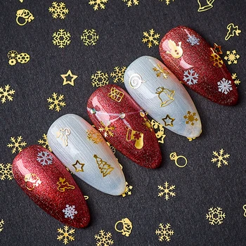 3D Aukso Derinys Kalėdų Tuščiaviduriai Iš Snaigės Nagų Blizgučiai Blizgančiais Sniego Dribsniai, Papuošalai Nagų Dailės Žiemos Nagai Priedai