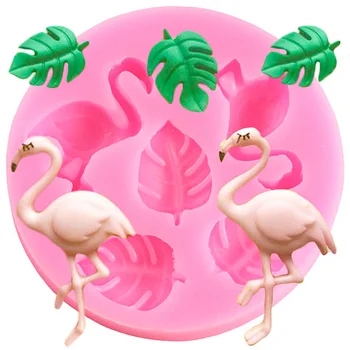 3D Flamingo Minkštas Pelėsių Kūdikio Gimtadienio Tortas Dekoravimo Vėžlys Lapų Silikono Formos Saldainiai Polimero Molis Šokolado Gumpaste Liejimo formos