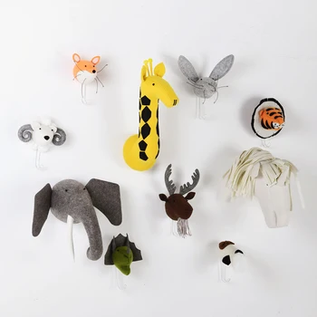 3D Gyvūnų Galvos Wall Mount Pothook Dekoras Vaikų Kimštiniai Žaislai, Vaikų Kambario Sienos Kalėdų Darželio Namų Dekoro Priedai